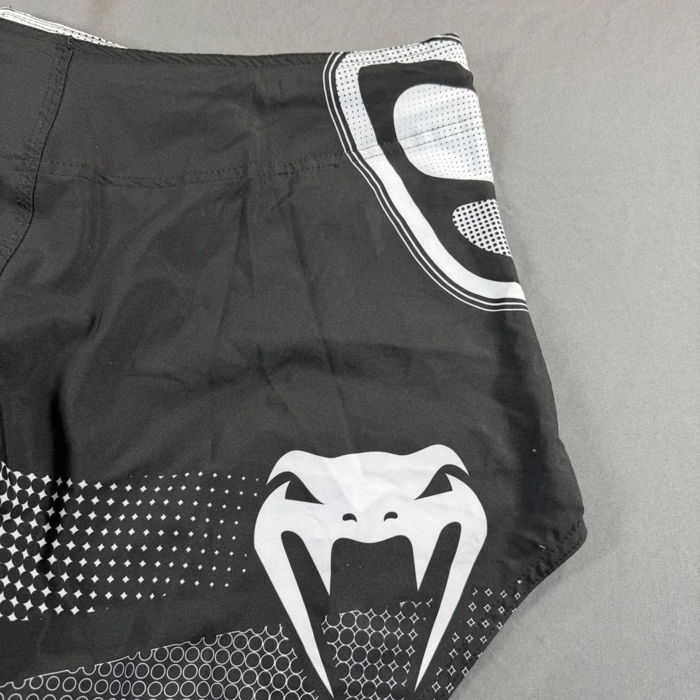 Venum Fight Team MMA Shorts Mens XL Black White Combat Training Trunks